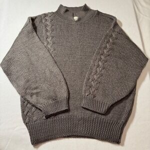 Vtg 80s/90s Garland Women's Cable Knit Mock Neck Sweater Made in USA Winter